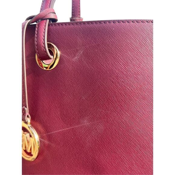 Michael Kors Walsh maroon Merlot structured multifunctional tote bag career - Picture 6 of 13